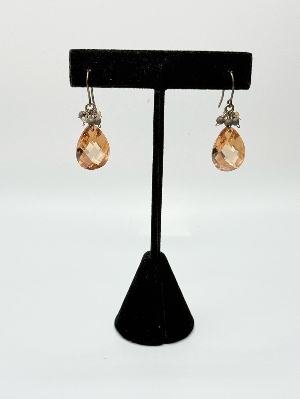 Peach Teardrop Crystal Dangle Earrings - Women Jewelry
